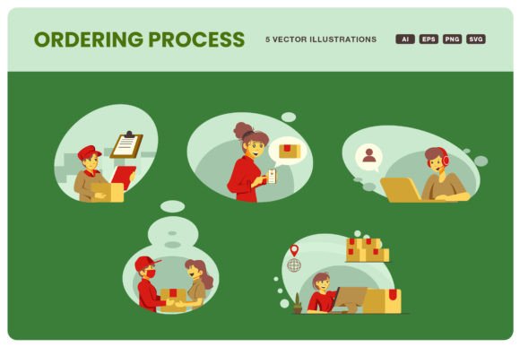 An Ordering Process Illustration Set for Crafters