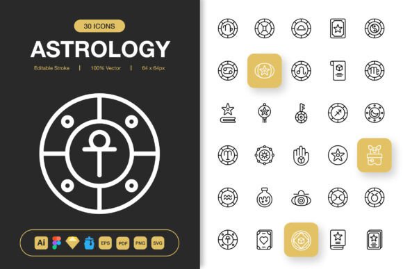 Astrology Icons Pack: Minimalist Graphics for Diverse Projects