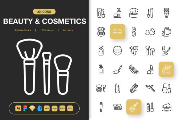 Beauty and Cosmetics Icons: A Stylish Embroidery Asset