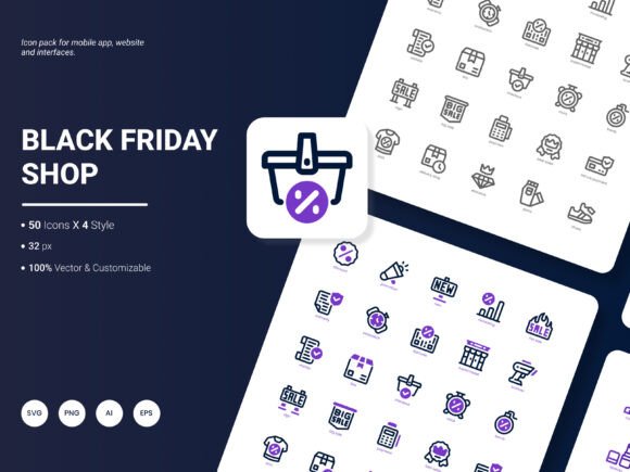 Black Friday Shop Icon Pack: A Must-Have for Handmade Graphics