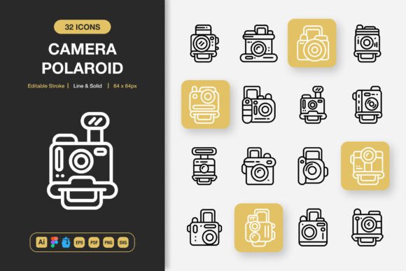 Camera Polaroid Icons: A Versatile Design for Embroidery