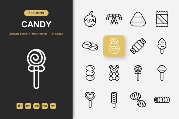 Candy Outline Icons: A Must-Have for Handmade Graphics
