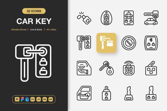 Car Key Icons: A Minimalist Graphics Set for Local Brands