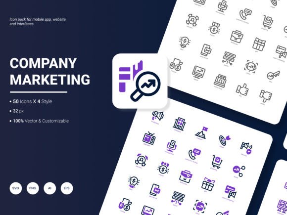 Company Marketing Icon Pack: A Versatile Graphics Solution