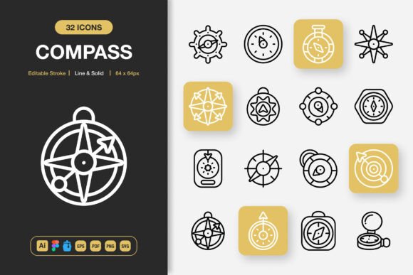 Compass Icons: A Versatile Graphics Set for Modern Branding
