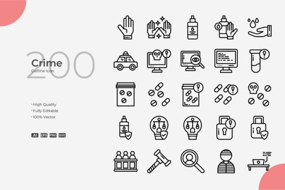 Crime Outline: Clean Graphics and Icons for Modern Publishing