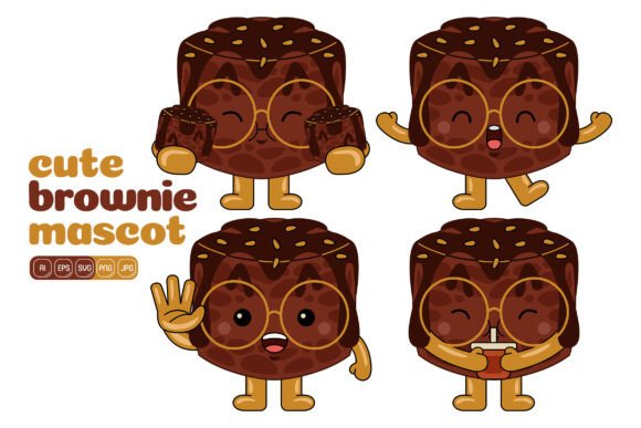 Cute Brownie Mascot Vector Pack 02: A Versatile Graphics and Illustrations Asset