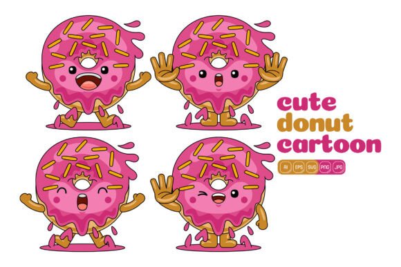 Cute Donut Mascot Vector Pack 04: Perfect for Fun Branding