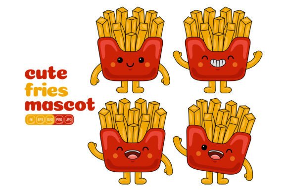 Cute French Fries Mascot Vector Pack 01: A Fun Graphics Asset