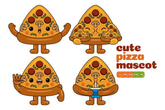 Cute Pizza Mascot Vector Pack 02: A Versatile Graphics Tool