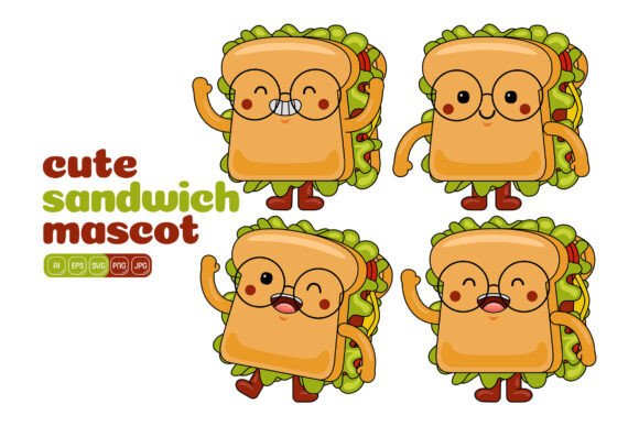 Cute Sandwich Mascot Vector Pack 02: Perfect for Local Branding
