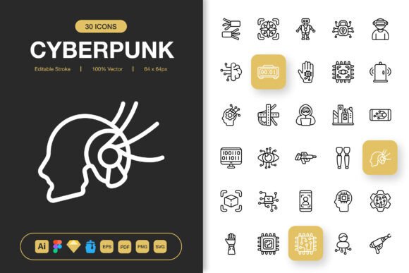 Cyberpunk Icons Pack: Perfect for Modern Branding