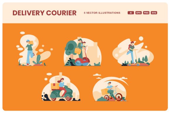 Delivery Courier Graphics for Modern Editorial Design