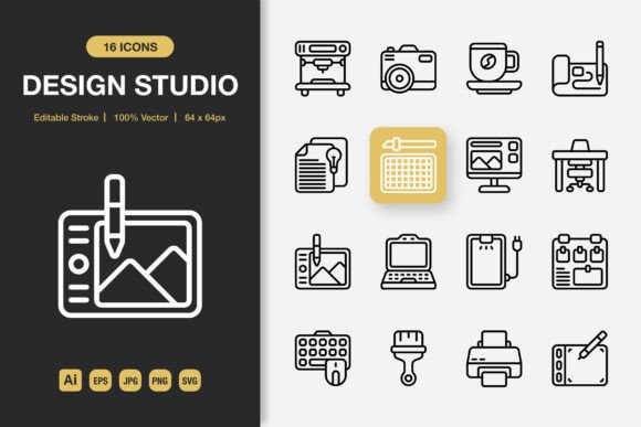 Design Studio Outline Icons: A Versatile Graphics Set