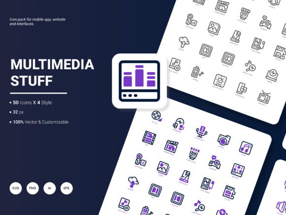 Exploring Multimedia Stuff Icon Pack for Embroidery