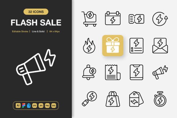 Flash Sale Icons: A Versatile Graphics Set for Crafters