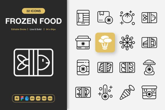 Frozen Food Icons: A Minimalist Graphics Set for Creators