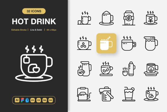 Hot Drink Icons: A Perfect Graphic Set for Modern Brands