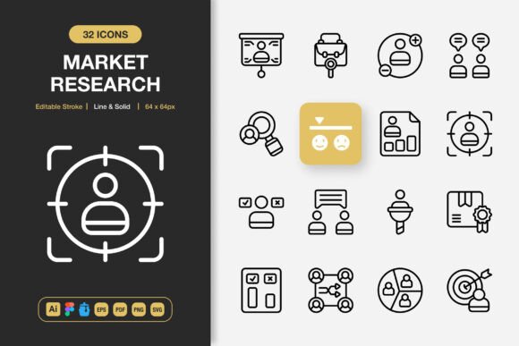 Market Research Icons: A Versatile Graphics Set for Modern Brands