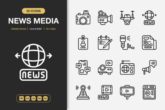 News Media Icons: A Fresh Take on Modern Embroidery