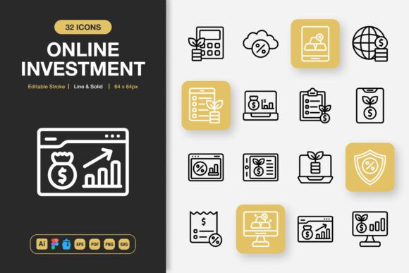 Online Investment Icons: A Minimalist Graphics Set for Crafters