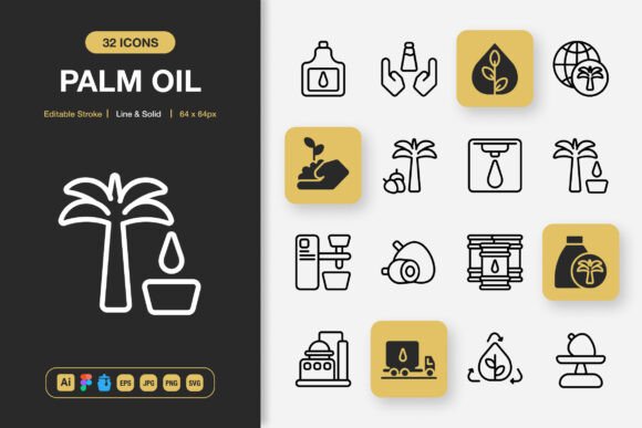 Palm Oil Icons: A Versatile Graphics Set for Local Brands