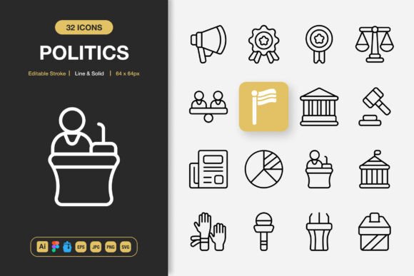 Politics Icons: A Versatile Graphics Set for Local Brands