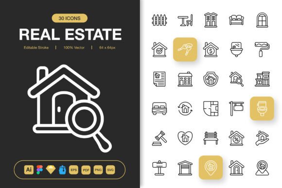 Real Estate Icons Pack: A Must-Have for Modern Graphics