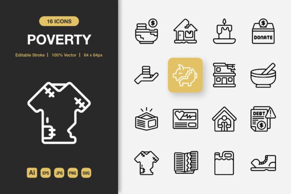 Reviewing Poverty Outline Icons for Modern Design Projects