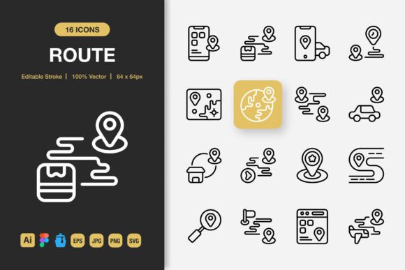 Route Outline Icons: A Minimalist Graphics Set for Designers