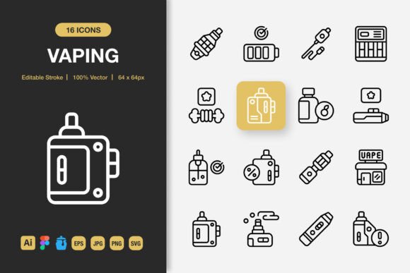 Vaping Outline Icons: Minimalist Graphics for Modern Brands