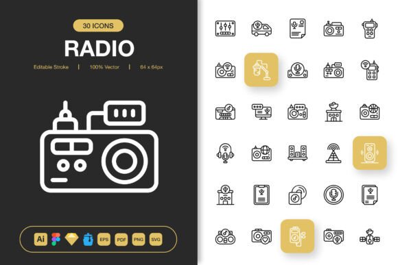 World Radio Day Icons: A Minimalist Embroidery Delight